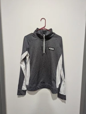 Pullover Victoria’s Secret Gris Blanco Ultimate 1/4 Cremallera Fitness Grande  Foto 1 de 4