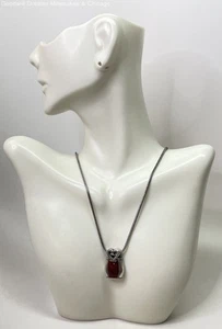 Brighton Corazon Silver Tone Red Purse Pendant Necklace 19.0g - Picture 1 of 4