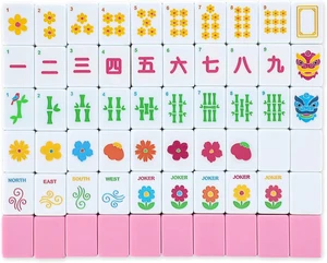 160 piezas solo mahjong americano, azulejos de mahjong de melamina rosa de 1,2 pulgadas, mano - Imagen 1 de 7