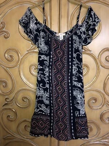 Band of Gypsies Cold Shoulder Minikleid Gr. XS blau Boho Indie Festival kurz - Bild 1 von 9