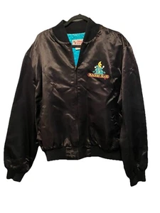 Vtg Disney Fashions Pleasure Island Black Satin Bomber Jacket XXL USA - Picture 1 of 10
