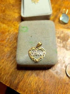Solid 14kt Heart LOVE pendant *no Box* - Picture 1 of 1