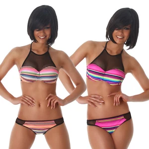 Bikini costume da bagno donna mare piscina righe top due pezzi nuovo # - Imagen 1 de 7