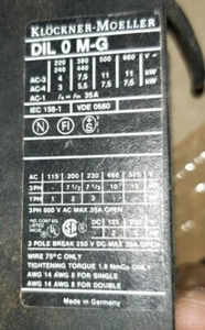 KLOCKNER MOELLER DIL 0 M-G;DIL O M-G;DIL0 M-G;DIL0M-G;DILO M-G;DILOM-G;DILOMG - Picture 1 of 4