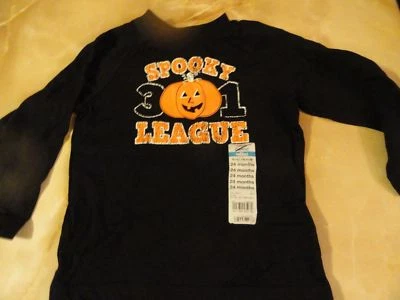 baby Black HALLOWEEN long sleeve SPOOKY pullover PUMPKIN black~Orange 24 mo   - Image 1 of 2