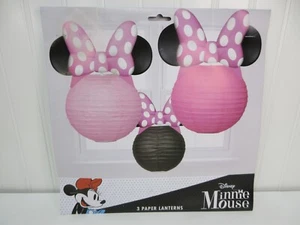 Linternas y arcos redondos de papel Disney Minnie Mouse 3ct rosa negro nuevos - Imagen 1 de 14