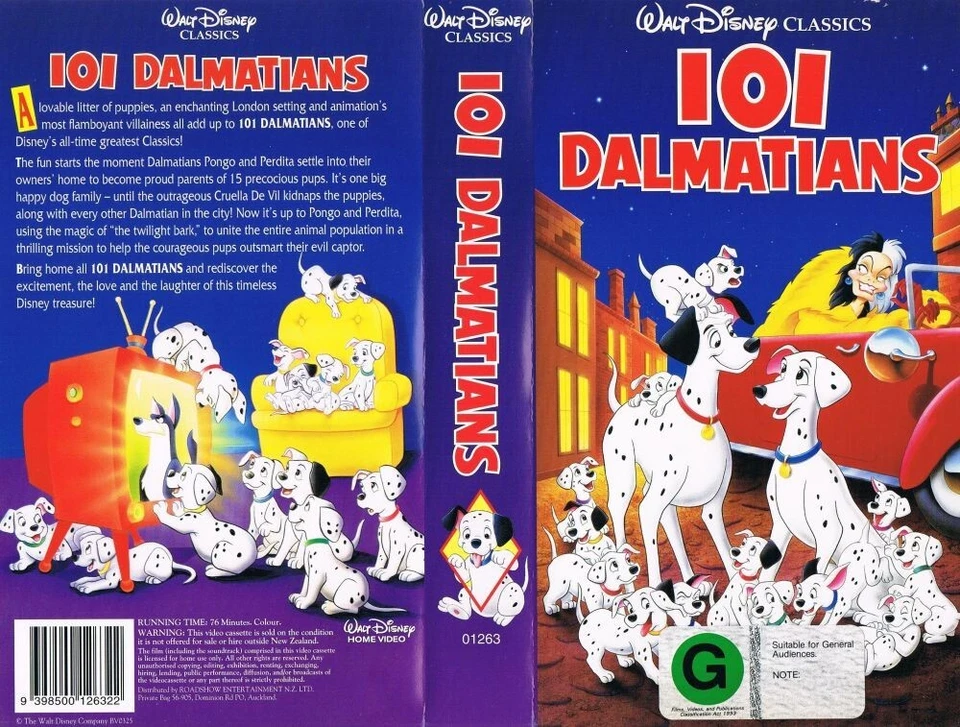 101 DALMATIANS (1961) CLYDE GERONIMI - ANIMATION - NEW ZEALAND VHS - Image 1 of 1