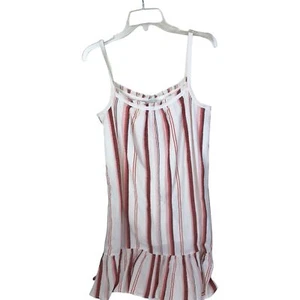 Vestido sin mangas MADEWELL multicolor de algodón sin mangas cuello redondo grande a rayas blanco - Imagen 1 de 6