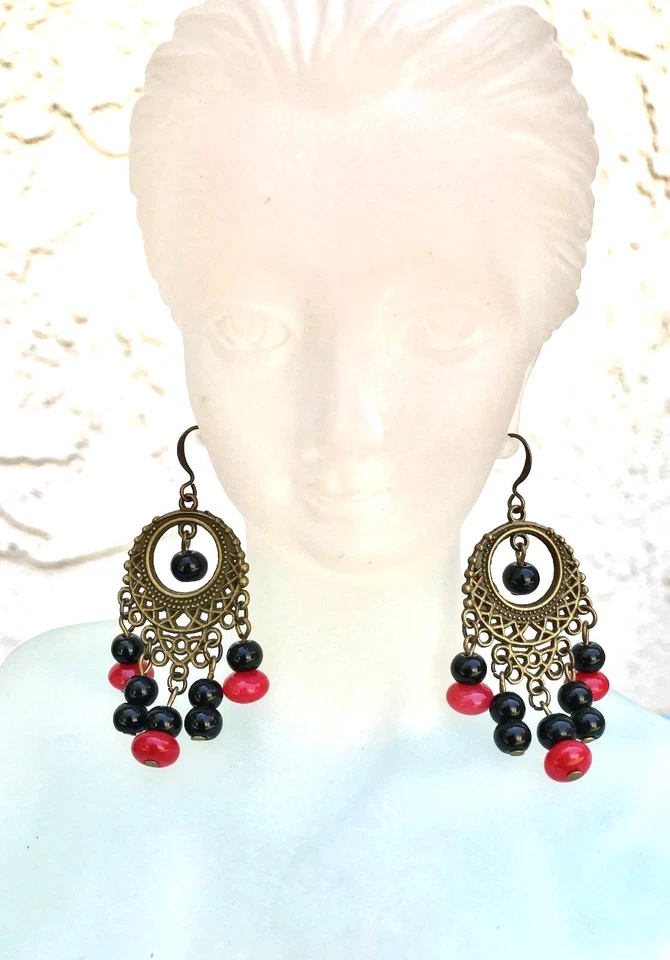 Pendientes colgantes de verano chakra de cuarzo obsidiana negro (teñido) piedras preciosas EE. UU. Foto 1 de 1