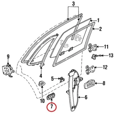 GENUINE ISUZU 8-97072060-0 OUTSIDE HANDLE, Right Rear 1993 Stylus - Image 1 of 2
