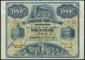 Scotland, Commercial Bank of Scotland, £1, 2-1-1914, 19/J 85/476. F-VF - Picture 1 of 2