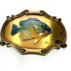 Vintage 1978 Raintree 3D Raised Blue Gill Fish Brass Belt Buckle