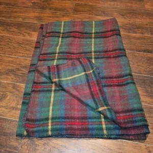 Vintage Ralph Lauren USA Red Green Tartan Plaid Throw Couch Lap Blanket 66x95 - Picture 1 of 9