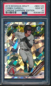 PSA 10 CORBIN CARROLL 2019 Bowman Chrome Draft SAPPHIRE REFRACTOR RC GEM MINT - Picture 1 of 1