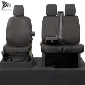FORD TRANSIT VAN MK8 (INC TIPPER) TAILORED FRONT SEAT COVERS (2024 ON) BLACK 120 - Picture 1 of 24