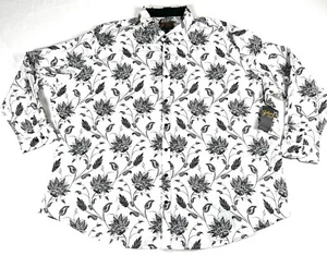 Johnny Bigg White Long Sleeve Winston Paisley Cotton Button Up Shirt Men's 9XL - Picture 1 of 8