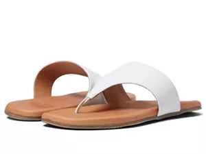 Andre Assous Paige Sandal Women's US 6 White Leather Square Toe Flip-Flop KHD781 - Picture 1 of 10