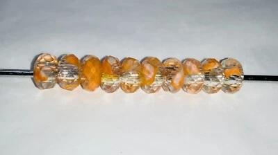 10 ORANGE & CLEAR Faceted GLASS European Large Hole BEADS Jewellery Making OWC - Image 1 of 4