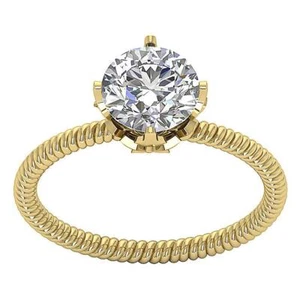 I3 I 1.12 Carat Genuine Diamond Solitaire Anniversary Ring 14K Yellow Gold RS 7 - Picture 1 of 6