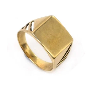 Anello Sigillo Quadrato Uomo Ottone Naturale Anello Regalo Unico US 8 B962 - Foto 1 di 5