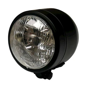 UNIVERSAL SINGLE ROUND DOMINATOR HEADLIGHT MATT BLACK BOTTOM MOUNT E-MARKED H4 - Picture 1 of 1