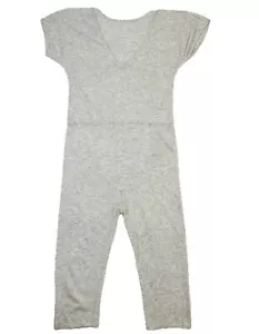 Callahan Short Sleeve Jumpsuit Womens Medium Gray Wool Angora Blend Knit V Back - Picture 1 of 14