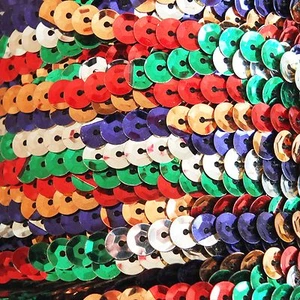 Sequin Trim 5mm cup Multi Jewel Color Shiny Metallic. 5 yards / 15' per pack - Picture 1 of 3