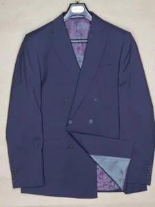Blazer Doble Pecho Azul Marino de ALEXANDER OF ENGLAND 42R 100٪ Lana - Imagen 1 de 18
