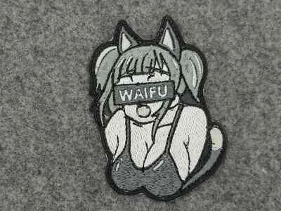 Embroidered lewd waifu cat  girl patch - Image 1 of 4