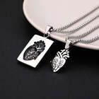 Puzzle Jewelry Couple Collares Anatomical Heart Necklace Women Valentine Day Gif