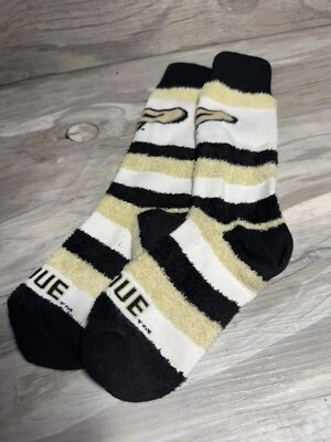PURDUE BOILERMAKERS COLLEGE TEAM WHITE WOMENS SOFT COMFY FUZZY CREW SOCKS - Image 1 of 4