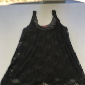 Julie’s Closet Black Gray Floral Lace Lined Tank Top Womens Sz XL A3392 - Picture 1 of 4
