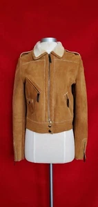 Disfraz Chaqueta Bomber Nacional Marrón Piel de Oveja Con Acentos de Cremallera Talla 40 - Imagen 1 de 10