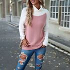 Women Mixed Colors Turtleneck Long Sleeve Pullover Knitted Casual Sweater Jumper