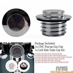 Fuel Gas Tank Cap For Harley Fat Boy Sport Glide Deluxe Slim Low Rider 2018-2021 - Foto 1 di 12