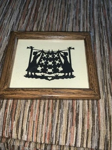 folk art Suzanne Seyfer SCHERENSCHNITTE scissor cutting 4 By 4 Inches Framed - Picture 1 of 4