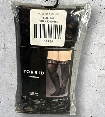 Torrid Thigh high Stockings Black Lace Top New Size 5/6 - Image 1 of 4