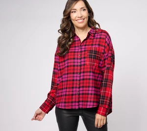 Studio Park x Amy Stran Mixed Plaid Cozy Flannel Pink Plaid XXS New - Picture 1 of 1