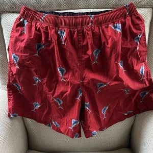 Vintage 90er Polo Sport Ralph Lauren rot Schwertfisch Druck Schwimmen Boardshorts Herren M EUc - Bild 1 von 12