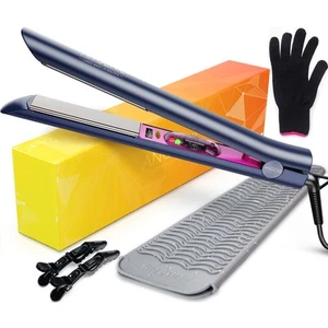 Professional Titanium Flat Iron 1 inch, Hair Straightener and Curler 2 in 1 w... - Picture 1 of 9