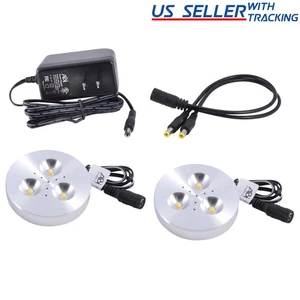2X ABI 3W LED Puck Light Kit for Kitchen Bookshelf Showcase, Warm White 3000K - Picture 1 of 4