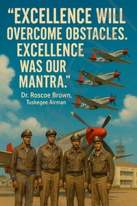 Tuskegee Airmen "Excellence Will Overcome Obstacles" – 18 x 12 Poster - Picture 1 of 1