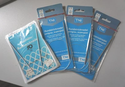 4x Original DDR Stricknadeln Rundstrick 2/80, 2,5/60, 2,5/80 u. 100 *NEU & OVP* - Bild 1 von 4