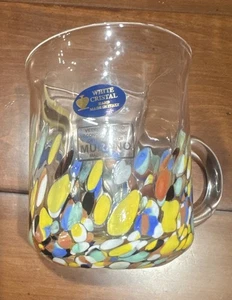 Tazza studio confetti cristallo bianco veneziano soffiato a mano Murano nuova Made in Italy - Foto 1 di 4