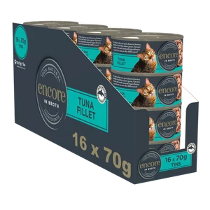 16 x 70g Encore 100% Natural Adult Wet Cat Food Tins Tuna Fillet in Broth - Picture 1 of 5