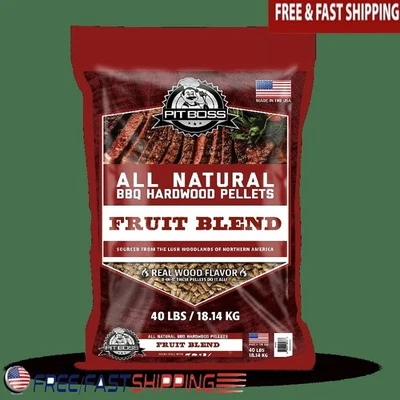 100 Natural Hardwood Fruit Blend BBQ Pellets 40lb Perfect Grilling Smoking New