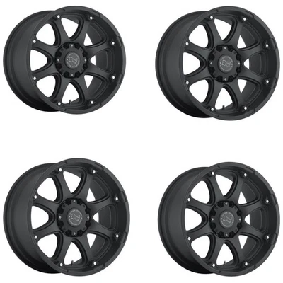 Set 4 Black Rhino Glamis 17x9 8x6.5 Black Wheels 17" 12mm For Ford Chevy Ram Rim - Image 1 of 4