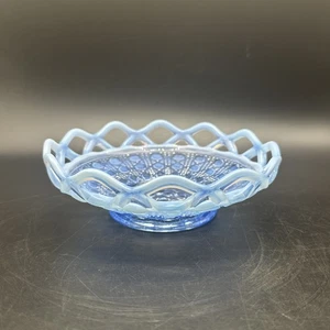 Katy Blue Imperial Glass Opalescent Laced Edged 6” Bowl No Chips - Picture 1 of 4