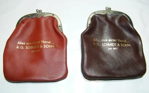 Alte Leder Knipsbörse Kutscher Geldbörse Kutscherbörse Bügelbörse Bordeaux odRot - Bild 1 von 7