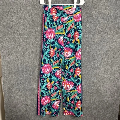 Pantalones de jardín Trina Turk India para mujer talla M azul floral pierna ancha abertura tropical Foto 1 de 4